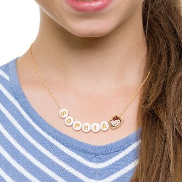 Hello Kitty Personalized Necklace, 16 Inch, 55 Letter Beads, Gold Tone Chain - Picture 5 of 5